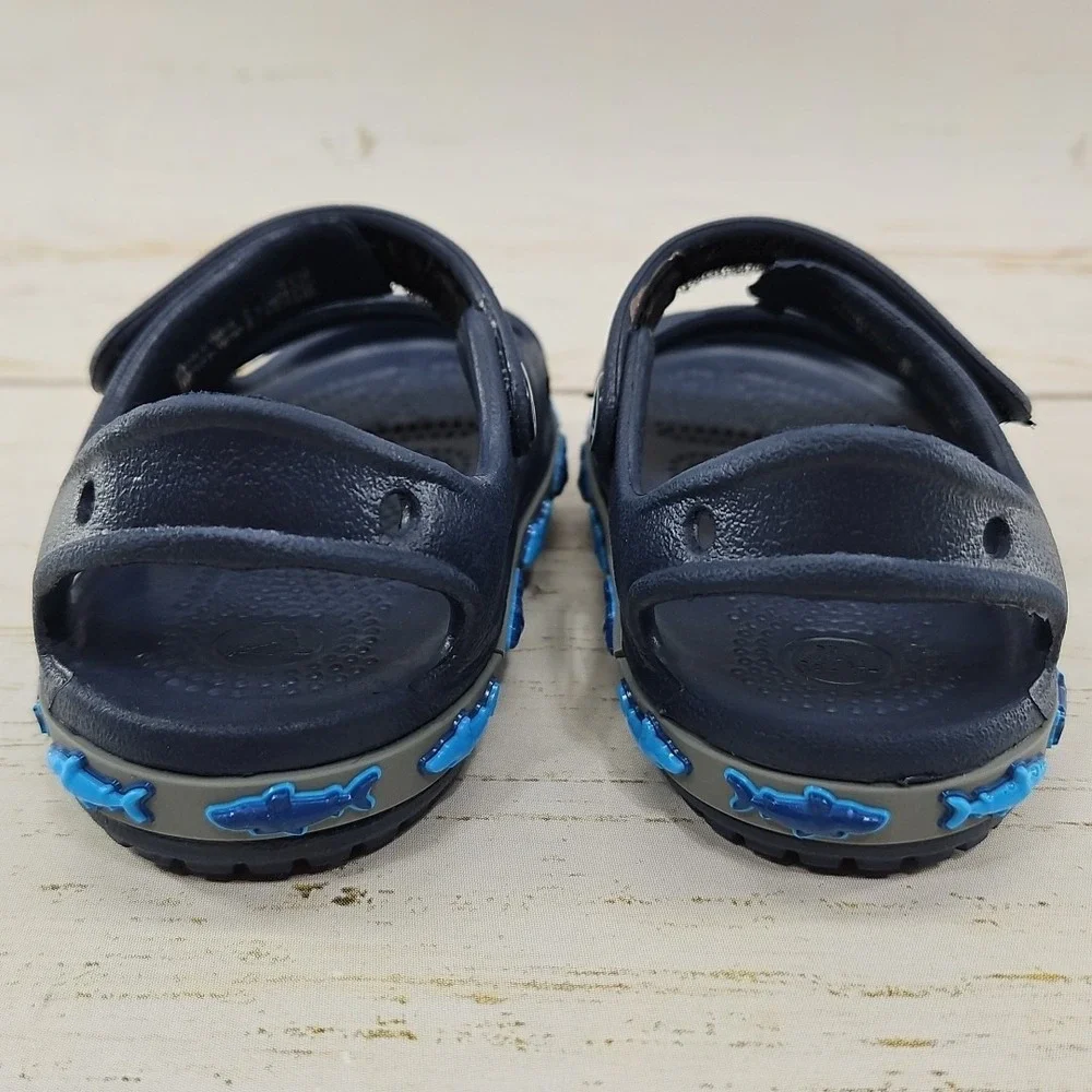 Crocs Blue Shark Sandals Size C5 Waterproof Adjustable Comfort‎ Sandals 206365
